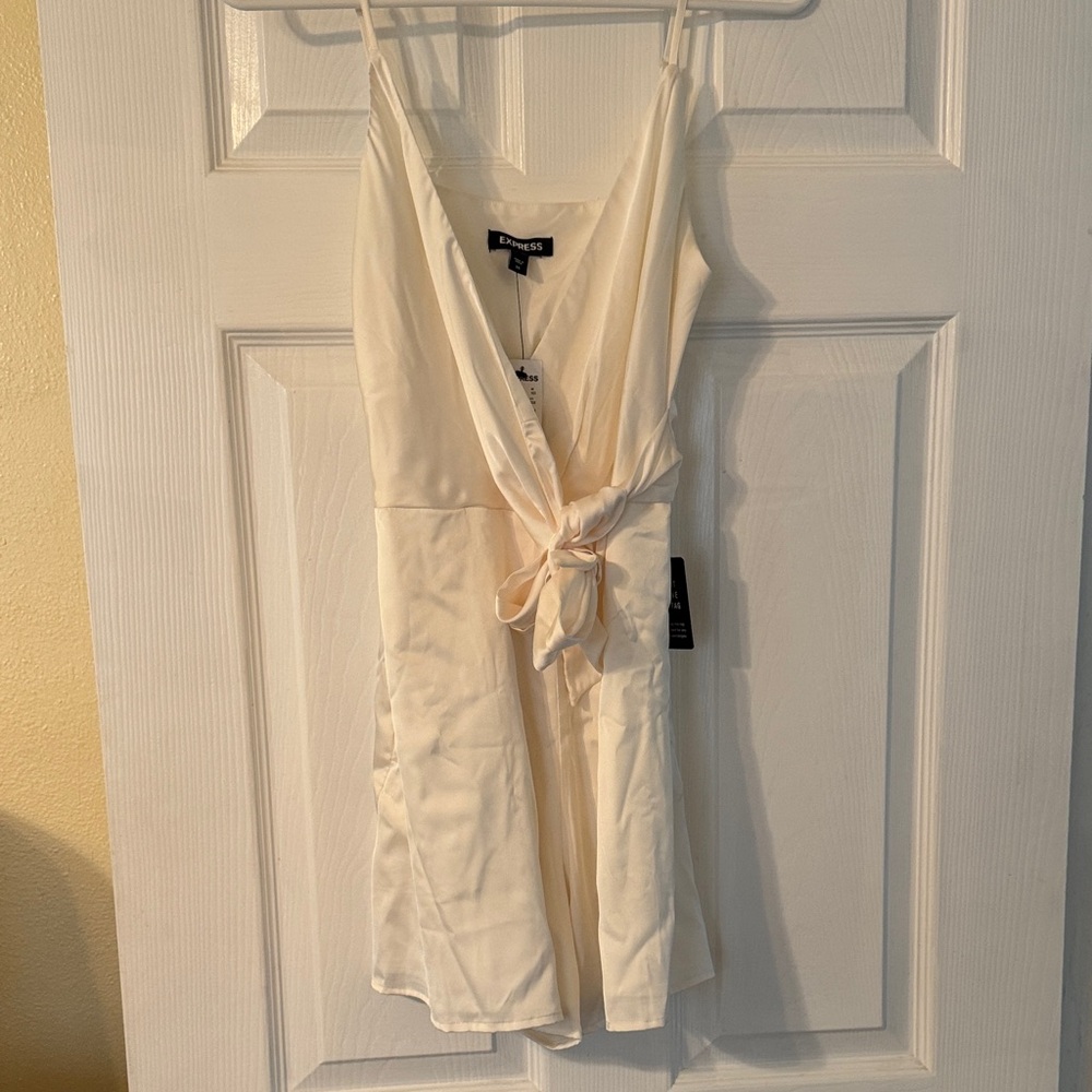 Cream Sleeveless Wrap Dress